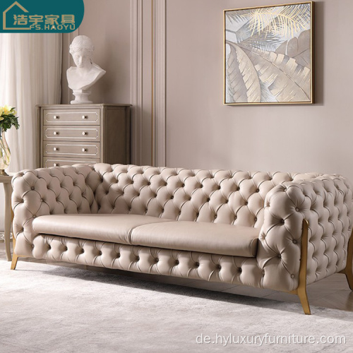 American Velvet Chesterfield Sofa Set Wohnzimmermöbel